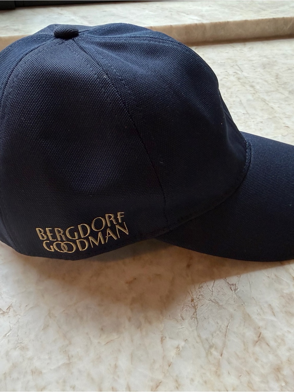 Kith x Bergdorf Goodman Navy Hat with Gold Embroidered Logo